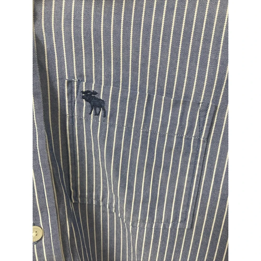 Abercrombie Blue White Striped Long Sleeve Button‎ Down Shirt Youth Boys Size XL